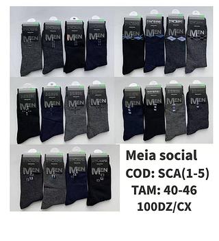 Kit Com 12 Pares Meias Masculina Social Cano Longo 40–46