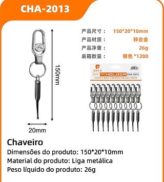 ￼Chaveiro Mosquetão Com Bussola pacote com 10pc