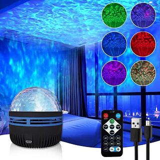 Lâmpada Conjunto LED Water Pattern Starry Sky Luz de Projeção RGB USB Romântica para Dia dos Namorados e Férias