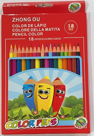 Kit Lapis de Cor 18 Cores Sextavado Material Escolar