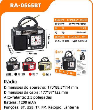 RadioRetro Vintage Fm Am Usb Sd Bateria BLUETHOOL