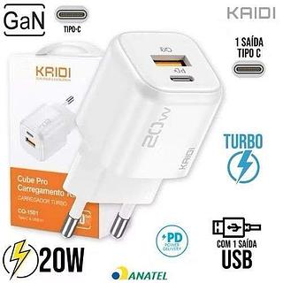 Fonte de Carregamento Rapido de 20w com Entrada Tipo-C/USB