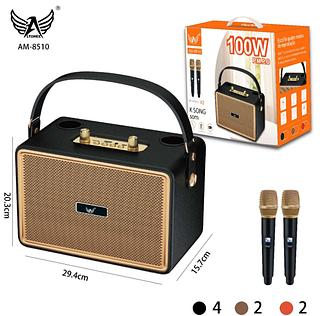 Rádio Retrô Com 2 Microfone Sem Fio Bluetooth Karaokê com luz 100w Radio Retro