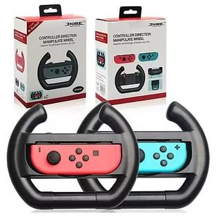 Par Volante N Switch Controle Joy con Grip Dobe Joycons Preto