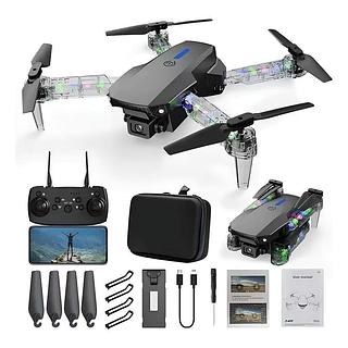 Mini Drone Câmera Dupla Dobrável Transparente Com Led Hd Tem Dois Bateria