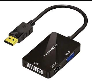 Display Port Adaptador Conversor 3 Em 1 Para Dvi Hdmi Vga—TOMATE