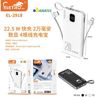 Power bank 20000mah com carregamento rápido para alguns celulares com display de 22,5w com 4cabo