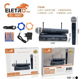 Microfones Sem Fio Duplo Serie Dinâmico Profissional Qualidade Uhf Eletro EL-5007