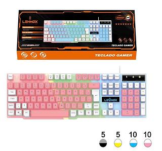 Teclado Gamer LED RGB Rainbow Teclas Iluminadas Conexão USB com Fio Design Moderno Visual Arrojado Confortavel