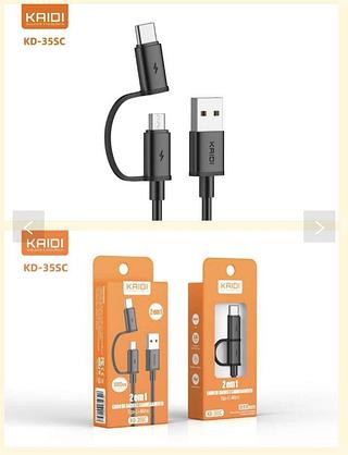 Cabo Carregador Usb Celular V8+ TYPE-C—2in1