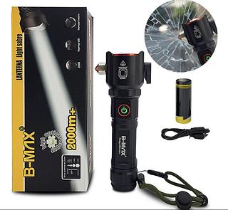 Lanterna Tática +2000 Lúmens Recarregável Com Quebra Vidro