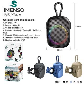 ￼Caixa de som Imenso IMS-X34 IPX6 Conexao TWS com suporte para Bicicleta/Moto