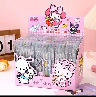 6Pcs Desenho Animado Sanrio Gel Pen Hello Kitty Kuromi ST Secagem Rápida Preto 0.5mm Imprensa A Caneta Esferográfica Aprendizagem Presentes De Papelaria 0.5 azul