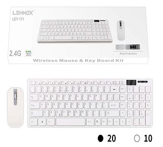 ￼Combo Teclado E Mouse Sem Fio Usb 2.4 Ghz - Ley-171 predo/branco
