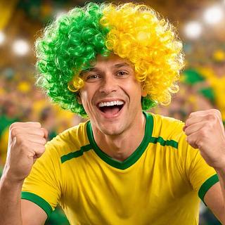 ￼Peruca Duas Cores Torcedor Verde e Amarela Brasil Copa
