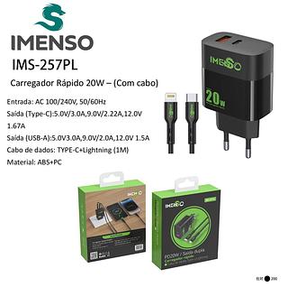 Carregador Turbo Entrada Dupla USB-A e USB-C saída Tipo C