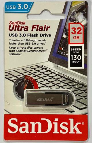 Pendrive SanDisk Ultra Flair 32GB 3.0 prateado e preto