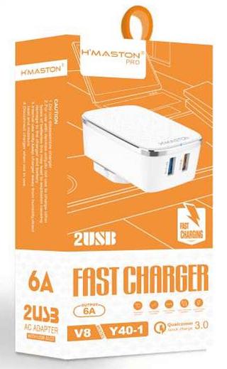 Carregador Fonte Turbo 6A Com 2usb+QC3.0Carregador Fonte Turbo 6A Com 2usb+QC3.0