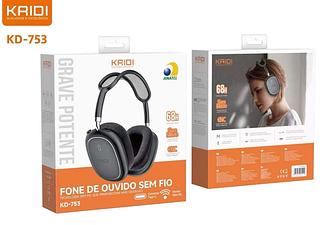 ￼Fone Bluetooth KRIDI 68H - ENC, Som Nítido, BT 5.4, Grave Forte, Leve e Confortável, Modo Sem Fio/AUX KD-753