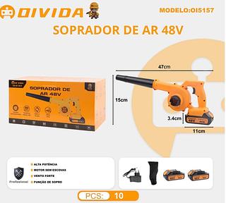 Soprador De Folhas E Aspirador A Bateria 48v Knakasaki Amarelo+2pc baterrias