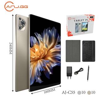 ￼Tablet 128GB Memoria + 6GB RAM Android 13 com tela IPS de 10,1 polegadas e capa de couro com teclado alex