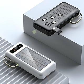 20000mah Carregador Portátil Power Bank Solar 5 Em1 LED lanterna COM Saida 4 Cabos
