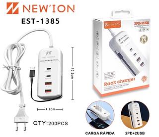 Carregador Turbo 66W Portátil 2USB+2Tipo-C – Fonte Rápida para Celular Tablet e Notebook