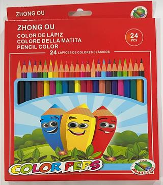 Kit Lapis de Cor 24 Cores Sextavado Material Escolar