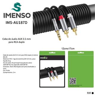 Cabo Imenso Original RCA Estéreo P2 2m IMS-AU187D