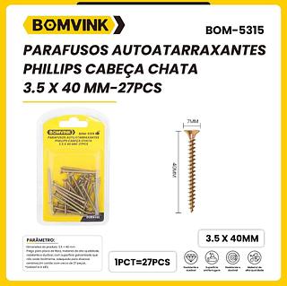 PARAFUSOS AUTOATARRAXANTES PHILLIPS CABEÇA CHATA 3.5 X 40 MM-27PCS