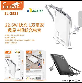 Power bank 10000mah com carregamento rápido para alguns celulares com display de 22,5w com 4cabo