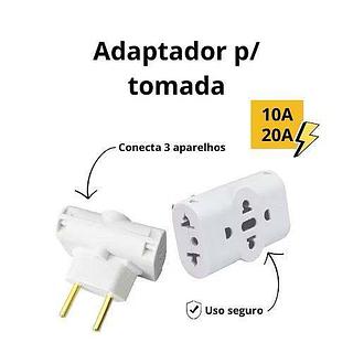 Adaptador de Tomada T Benjamim Universal 10A e 20A