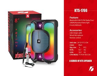 Caixa de som potente com leds bluetooth rádio 1 microfone controle remoto Aux P10 KTS 1766