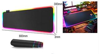 Mousepad Para Jogo Gamer Extra Grande 80 x 30 cm com LED RGB Speed Edition Preto Liso Sem Estampa