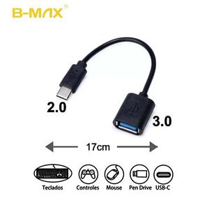 Cabo Adaptador Otg Fêmea x Tipo C Type C Pendrive Usb 3.0 Celular