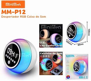 P12 áudio Bluetooth colorido RGB atmosfera luz relógio despertador esférico alto-falante doméstico luz noturna comércio