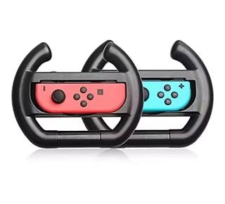 ￼Par Volante N Switch Controle Joy con Grip Dobe Joycons Preto