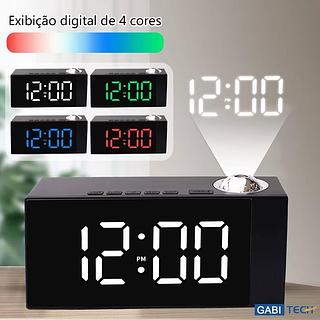 ￼Relógio Digital De Mesa Led Com Projetor No Teto E Alarme Data Tempo