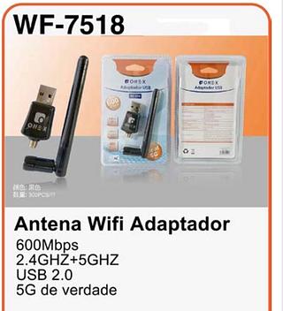 ￼Adaptador Wifi Usb Dual Band Ac 600 5g Antena 2dbi InternetWF-7518