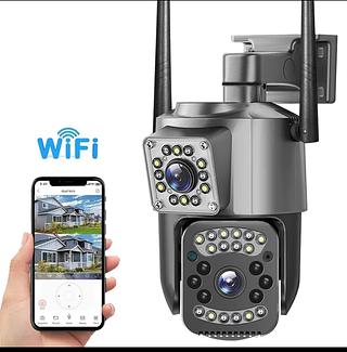 Câmera de Segurança 2 em 1, Fixa e Móvel, V380 PRO, Zoom, Visão Noturna, Suporta Chuva