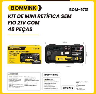 KIT DE MINI RETFICA SEM FIO 21V COM48 PEAS