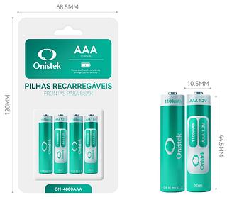 Pilha Bateria Pequena Aaa 4800 Mah C/4 KNUP Recarregável —pelo knup