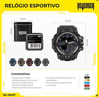 Relogio Masculino Esportivo Militar Digital Led Prova D'água com caxia
