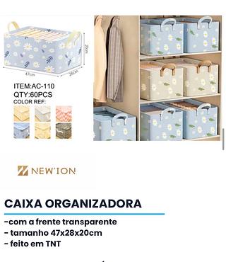 ￼Caixa Organizadora Xadrez Multiuso Divisórias Dobrável Tecido